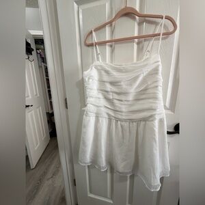 Hollister White Strapless Ruffled Babydoll Dress